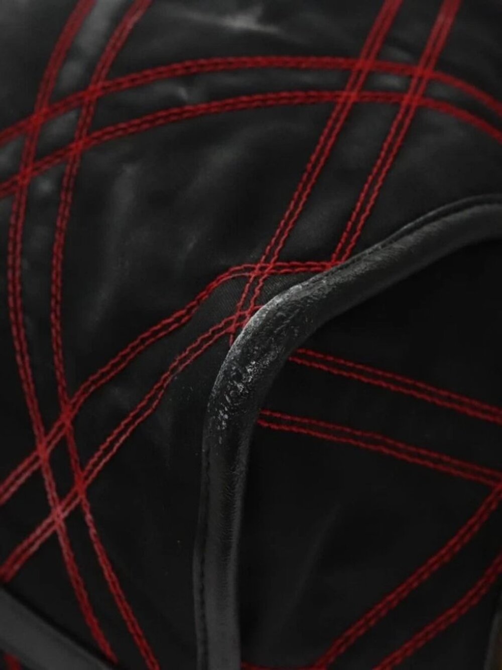 PRADA Hand Bag Nylon Black Red white Auth - Picture 7 of 16